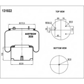Кожух пневматической рессоры AIRTECH 131022 / 3836  K