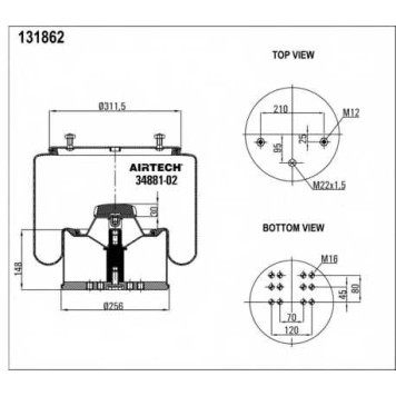 Кожух пневматической рессоры AIRTECH 131862 / 34881-01  K-1