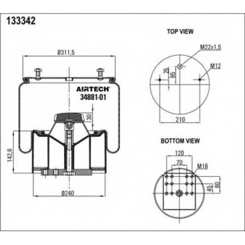 Кожух пневматической рессоры AIRTECH 133342 / 34881-01 KPP-1