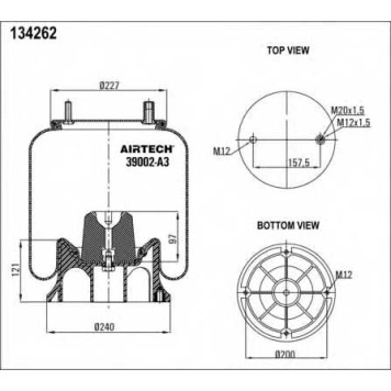 Кожух пневматической рессоры AIRTECH 134262 / 39002-A3/08 KPP-1