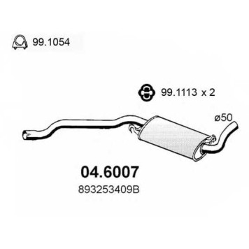 Средний глушитель выхлопных газов ASSO 04.6007