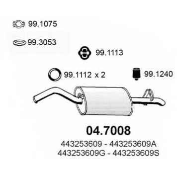 Глушитель выхлопных газов конечный ASSO 04.7008
