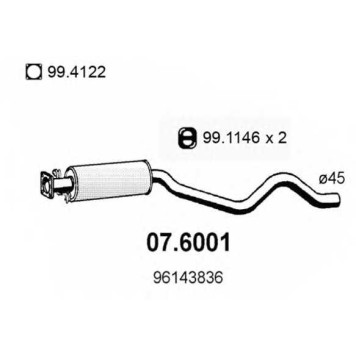 Средний глушитель выхлопных газов ASSO 07.6001