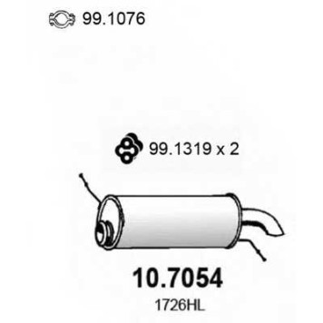 Глушитель выхлопных газов конечный ASSO 10.7054