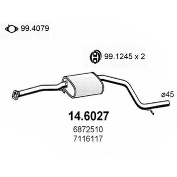 Средний глушитель выхлопных газов ASSO 14.6027