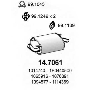 Глушитель выхлопных газов конечный ASSO 14.7061