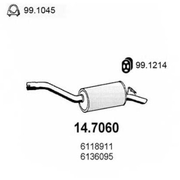 Глушитель выхлопных газов конечный ASSO 14.7060