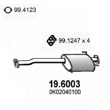 Средний глушитель выхлопных газов ASSO 19.6003