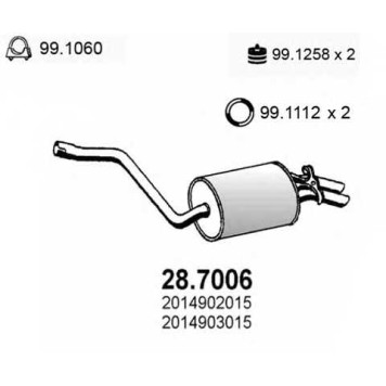 Глушитель выхлопных газов конечный ASSO 28.7006