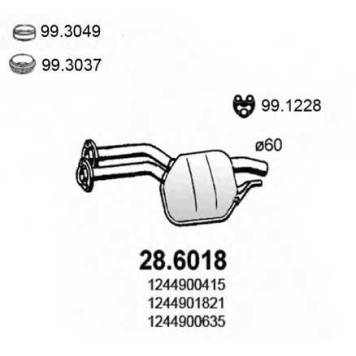 Средний глушитель выхлопных газов ASSO 28.6018