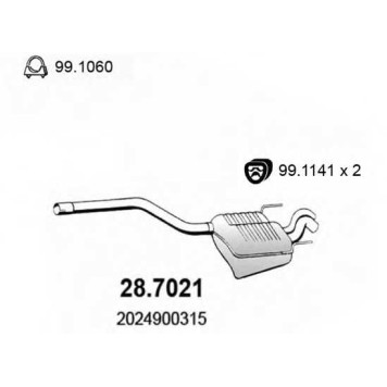 Глушитель выхлопных газов конечный ASSO 28.7021