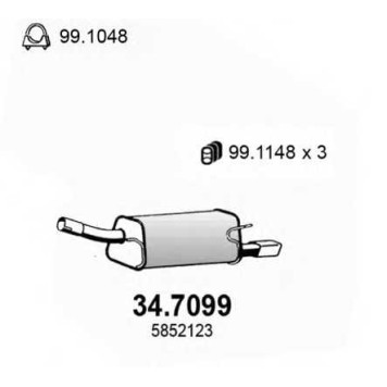 Глушитель выхлопных газов конечный ASSO 34.7099