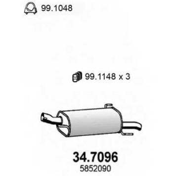 Глушитель выхлопных газов конечный ASSO 34.7096