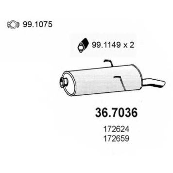 Глушитель выхлопных газов конечный ASSO 36.7036