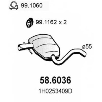 Средний глушитель выхлопных газов ASSO 58.6036