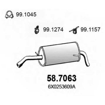 Глушитель выхлопных газов конечный ASSO 58.7063