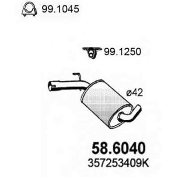 Средний глушитель выхлопных газов ASSO 58.6040