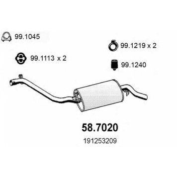 Глушитель выхлопных газов конечный ASSO 58.7020