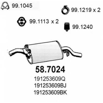 Глушитель выхлопных газов конечный ASSO 58.7024