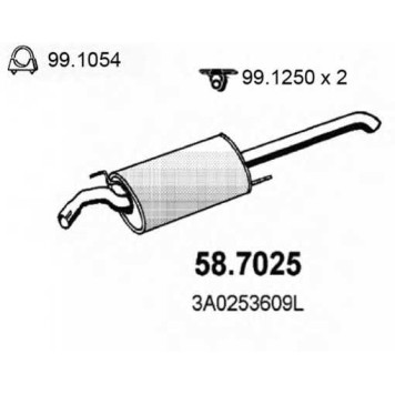 Глушитель выхлопных газов конечный ASSO 58.7025