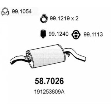 Глушитель выхлопных газов конечный ASSO 58.7026