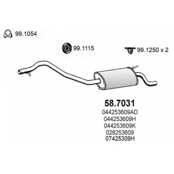 Глушитель выхлопных газов конечный ASSO 58.7031
