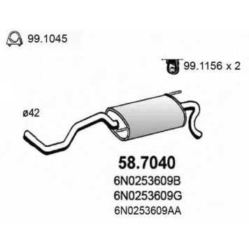 Глушитель выхлопных газов конечный ASSO 58.7040