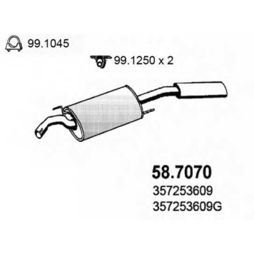 Глушитель выхлопных газов конечный ASSO 58.7070