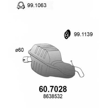 Глушитель выхлопных газов конечный ASSO 60.7028