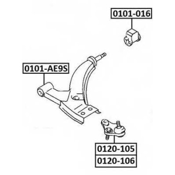 Сайленблок переднего рычага задний <b>ASVA 0101016</b>