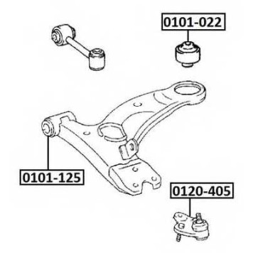 Сайлентблок, рычаг независимой подвески колеса <b>ASVA 0101022</b>