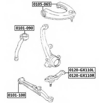 Опора шаровая левая нижняя (TOYOTA : MARK II/MARK II BLIT GXTOYOTA ALTEZZA/ALTEZZA GITA GXE10/SXE10 <b>ASVA 0120GX110L</b>