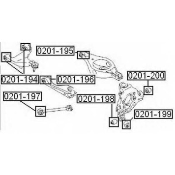 Сайленблок заднего нижнего поперечного переднего рычага <b>ASVA 0201196</b>