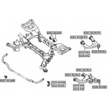 Сайлентблок, рычаг независимой подвески колеса <b>ASVA 0201R51DIF</b>