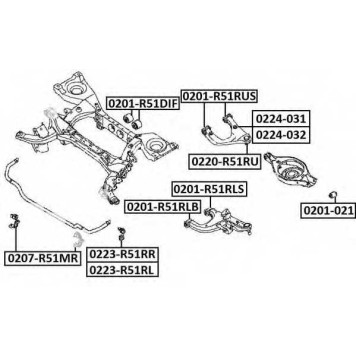 Сайлентблок, рычаг независимой подвески колеса <b>ASVA 0201R51RLS</b>