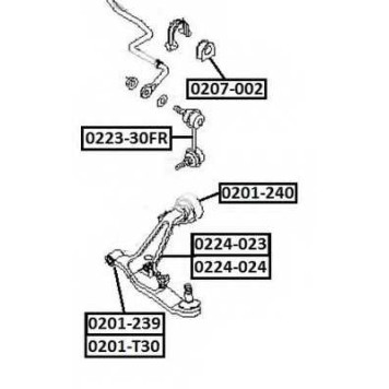 Сайлентблок, рычаг независимой подвески колеса <b>ASVA 0201T30</b>