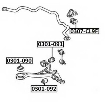 Сайлентблок, рычаг независимой подвески колеса <b>ASVA 0301090</b>