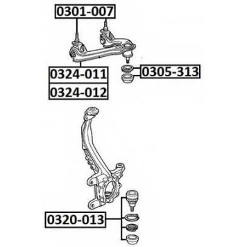 Ремонтный комплект, несущие / направляющие шарниры <b>ASVA 0305313</b>