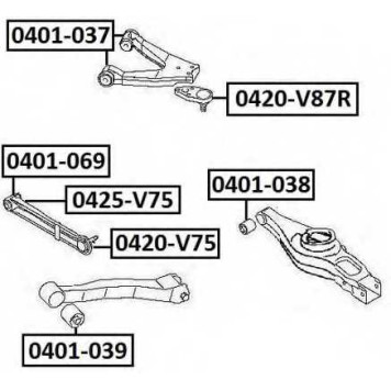 Сайлентблок, рычаг независимой подвески колеса <b>ASVA 0401069</b>