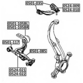 Сайлентблок задний переднего рычага с кронштейном правый <b>ASVA 0501105BR</b>