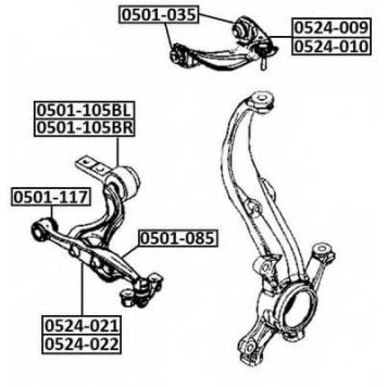 Рычаг независимой подвески колеса, подвеска колеса <b>ASVA 0524021</b>