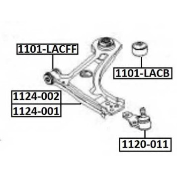 Рычаг подвески нижний | перед лев | <b>ASVA 1124-002</b>