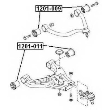 Сайлентблок, рычаг независимой подвески колеса <b>ASVA 1201009</b>
