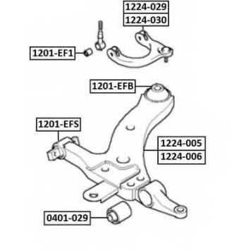 Сайлентблок, рычаг независимой подвески колеса <b>ASVA 1201EFB</b>