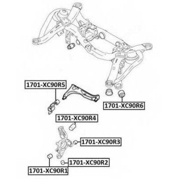 Сайлентблок заднего продольного рычага <b>ASVA 1701XC90R6</b>