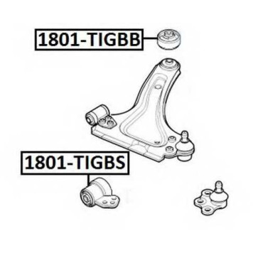 Сайлентблок рычага подвески передний | перед прав/лев | <b>ASVA 1801-TIGBS</b>