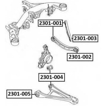 Сайлентблок, рычаг независимой подвески колеса <b>ASVA 2301005</b>