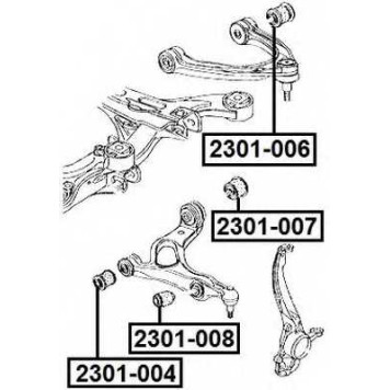 Сайлентблок, рычаг независимой подвески колеса <b>ASVA 2301007</b>
