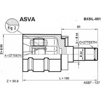 Шрус внутренний (OEM-исполнение) | лев | <b>ASVA BX5IL-001</b>