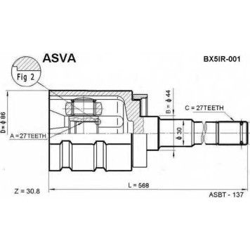 Шрус внутренний правый 27х44х27 [12] <b>ASVA BX5IR001</b>